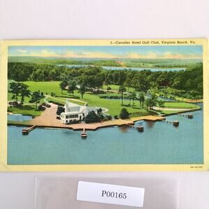 Vintage Cavalier Hotel Golf Club Virginia Beach Linen Postcard 1944 Boat Ramps